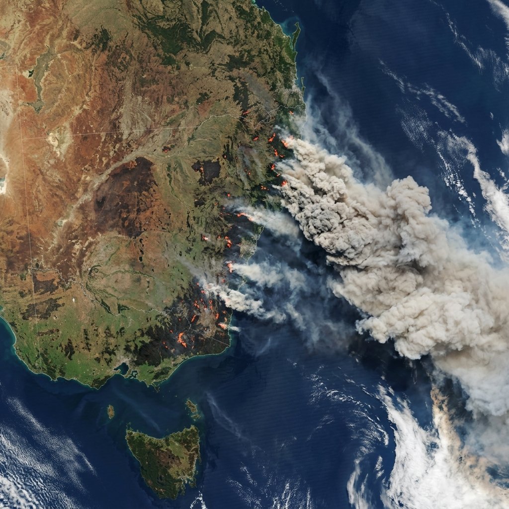 Black Summer Bushfires Satellite View