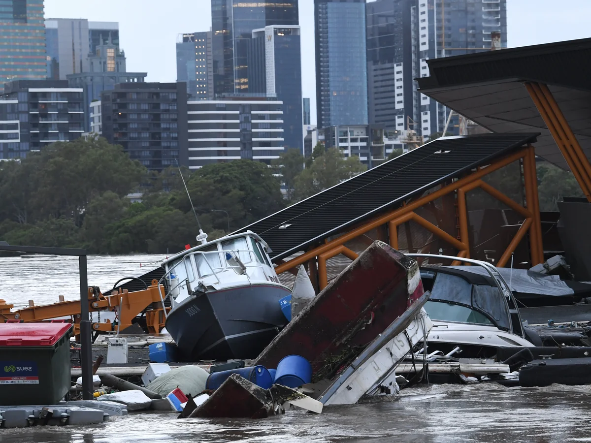 2022 SEQ floods photograph 7 of 14: roads and properties underwater