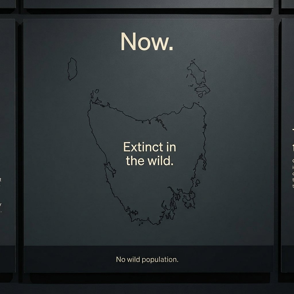 Now map: no wild thylacine range remains.